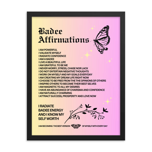 Badee Affirmations Framed poster